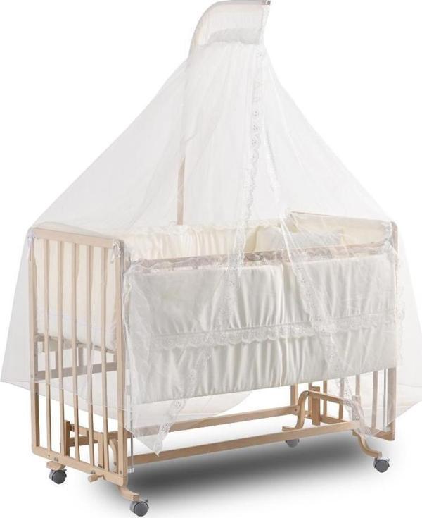 ComfyMax Sallanır Anne Yanı Doğal Ahşap Beşik ve Uyku Seti - 60x120 cm - Image 1