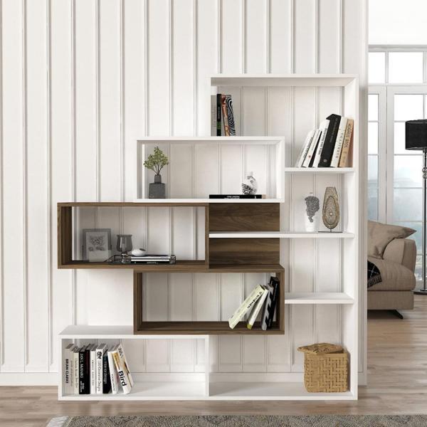Dekorister Marla Kitaplık BEYAZ-CEVİZ - Image 1
