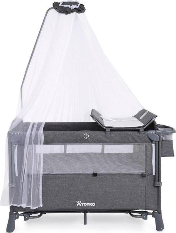 Yoyko Exclusive Comfort 8 in 1 Anne Yanı Park Yatak Oyun Parkı 70x110 - Gri - Image 1