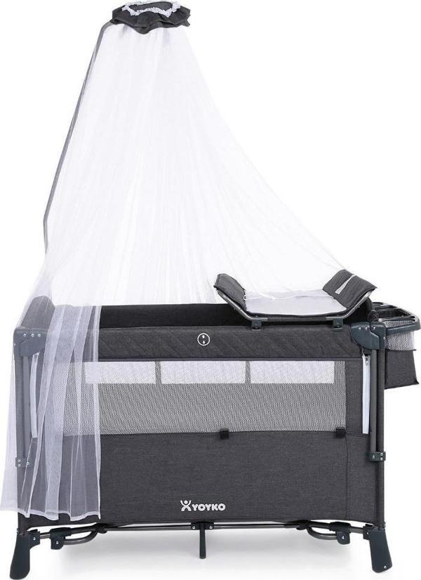 Yoyko Exclusive Comfort 8 in 1 Anne Yanı Park Yatak Oyun Parkı 70x110 - Koyu Gri - Image 1
