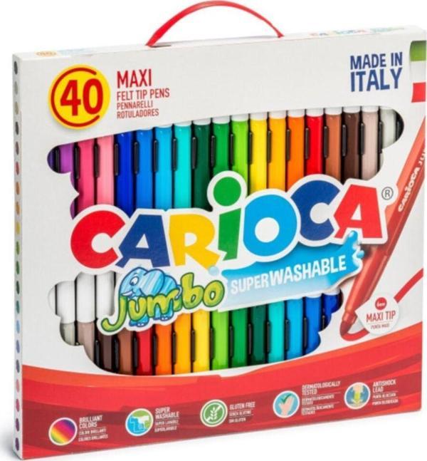 Carioca Jumbo Süper Yıkanabilir Keçeli Boya Kalemi 40lı - Image 1