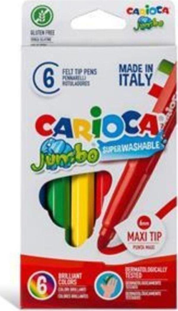 Carioca Jumbo Süper Yıkanabilir Keçeli Boya Kalemi 6'lı - Image 1