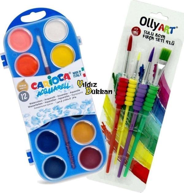 Carioca Suluboya Takımı 12'li Ve 4'lü Sulu Boya Fırça Seti - Image 1