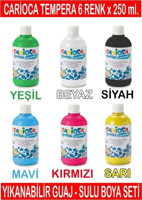 Carioca Tempera Yıkanabilir Sulu Boya Seti 6 Renk X 250 ml. - Image 1