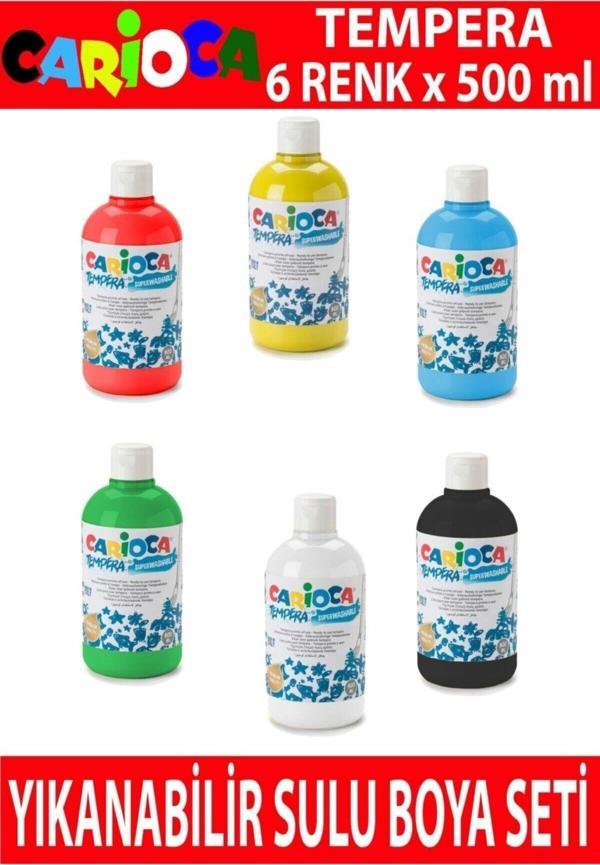 Carioca Tempera Yıkanabilir Sulu Boya Seti 6 Renk X 500 ml. - Image 1
