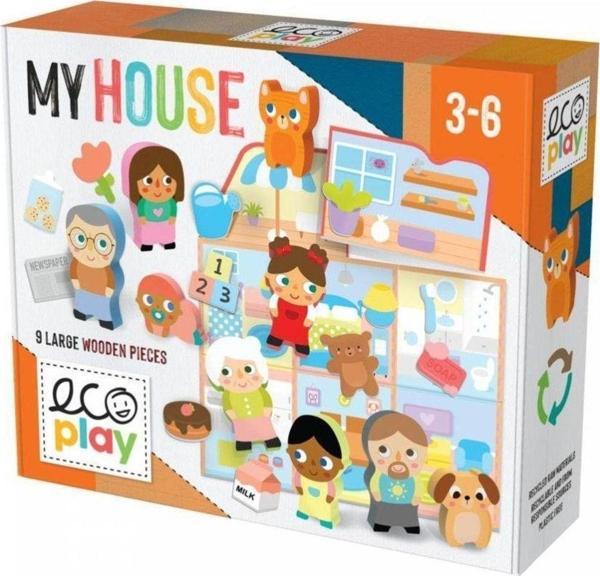 Headu Ecoplay My House Ahşap Parçalı Eşleme Puzzle 3-6 Yaş - Image 1