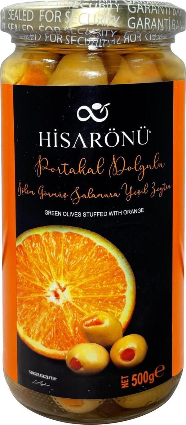 Hisarönü Portakal Dolgulu Yeşil Zeytin Çekirdeksiz İri 500 g ℮ - Image 1