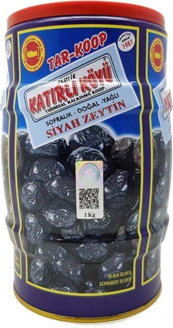 Katırlı Ge Mlik Köyü Kahvaltılık Siyah Zeytin Teneke 1 Kg - Image 1