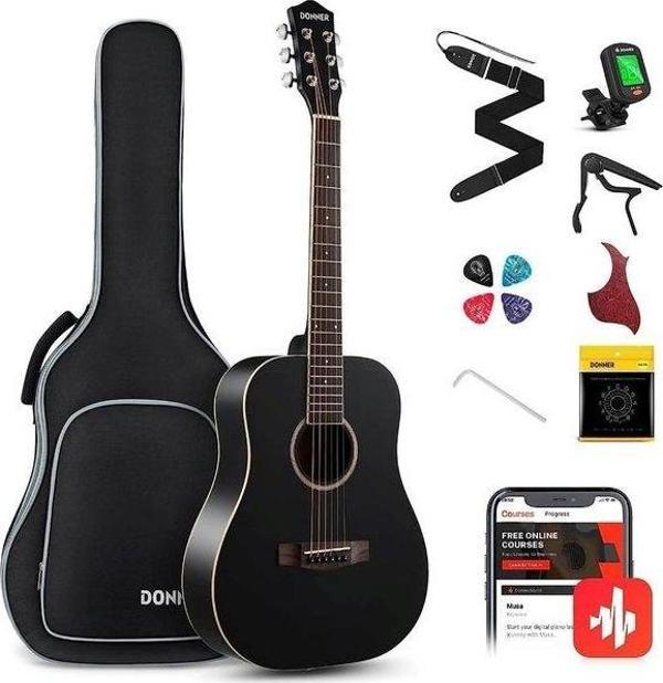 Donner EC983 Akustik Gitar Seti (Siyah) - Image 1
