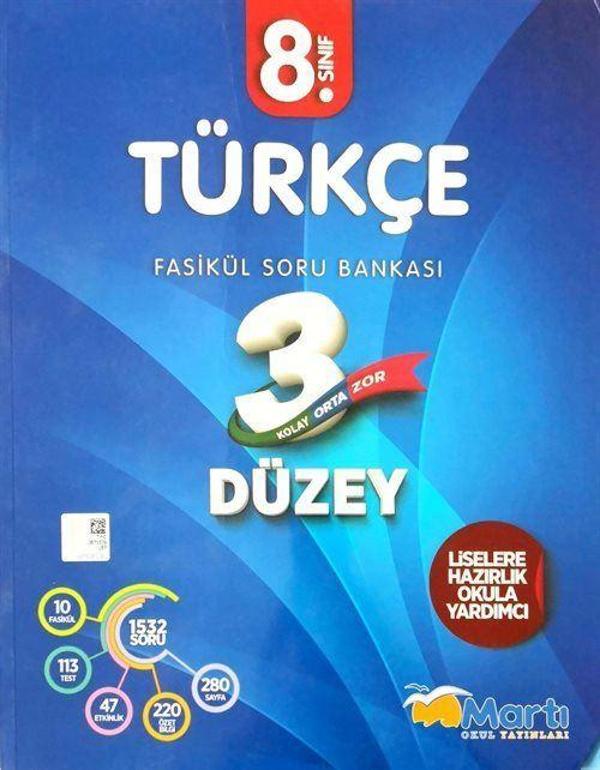 8. Sınıf Türkçe 3 Düzey Fasikül Soru Bankası - Martı Okul Yayınları - Image 1