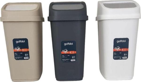 Gondol Vinto Kapaklı Çöp Kovası, Plastik 10 Lt Kombin Renkli  - Image 1