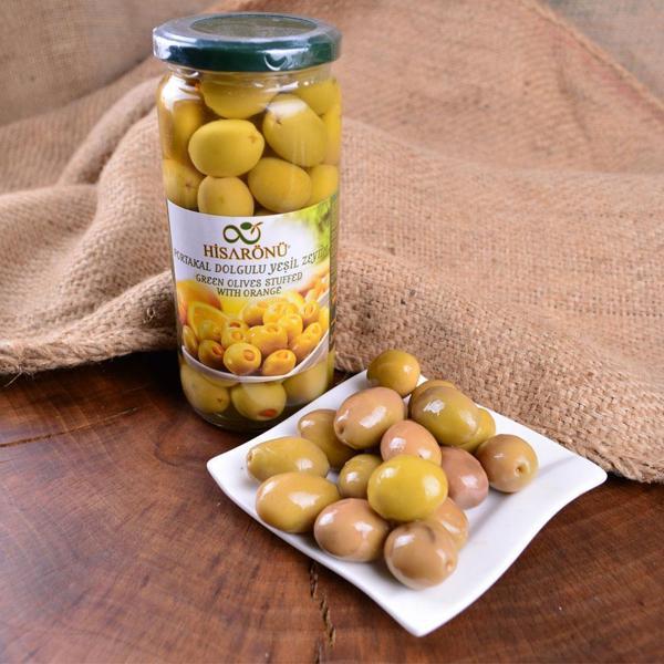 Hisarönü Portakal Dolgulu Yeşil Zeytin Çekirdeksiz İri 500 g ℮ - Image 1
