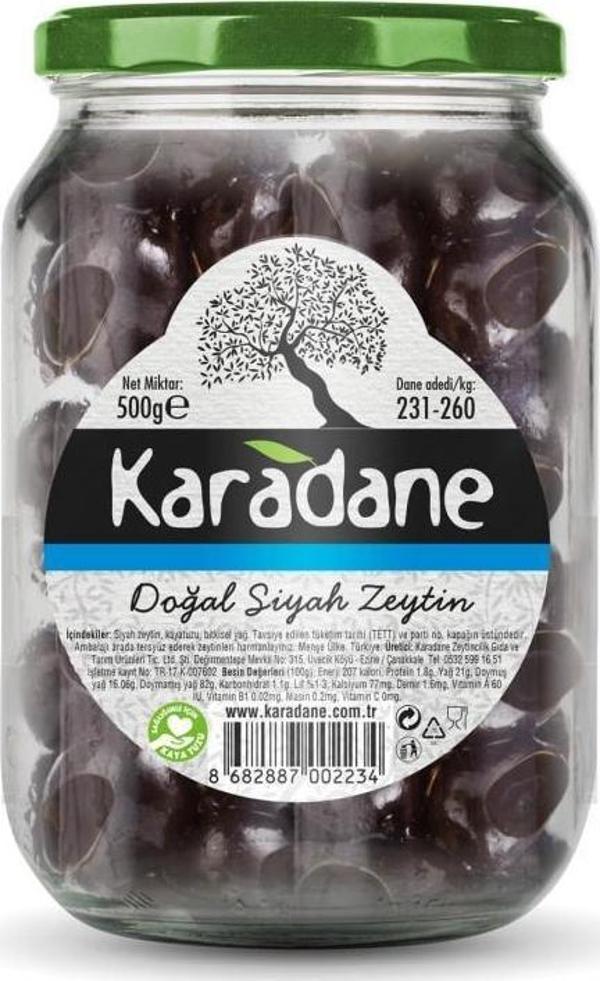 Karadane Doğal Siyah Zeytin 231-260 Kalibre 500 gr - Image 1