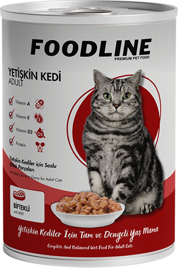 Foodline Biftekli Yetişkin Kedi Konservesi 400 Gr - Image 1