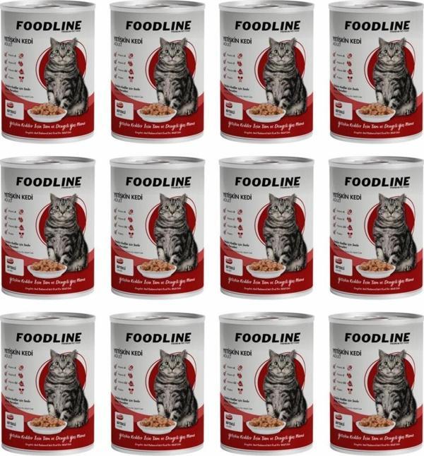 Foodline Biftekli Yetişkin Kedi Konservesi 400 Gr x 12 Adet - Image 1