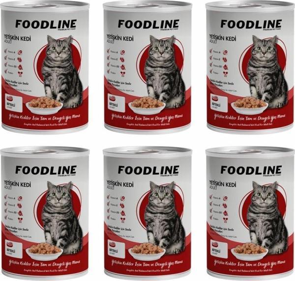 Foodline Biftekli Yetişkin Kedi Konservesi 400 Gr x 6 Adet - Image 1
