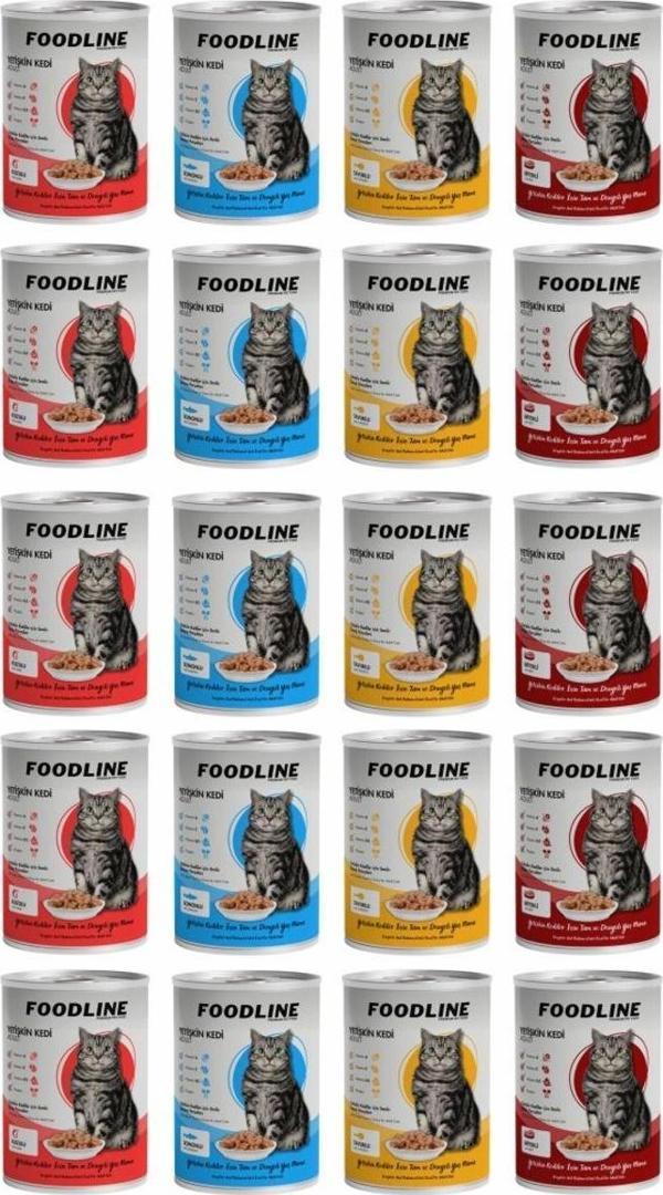 Foodline Karışık 4 çeşit Yetişkin Kedi Konservesi 400 Gr x 20 Adet - Image 1