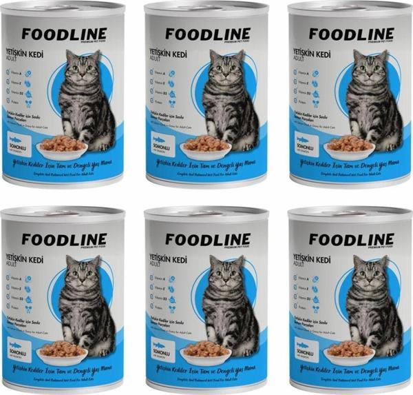 Foodline Somonlu Yetişkin Kedi Konservesi 400 Gr x 6 Adet - Image 1