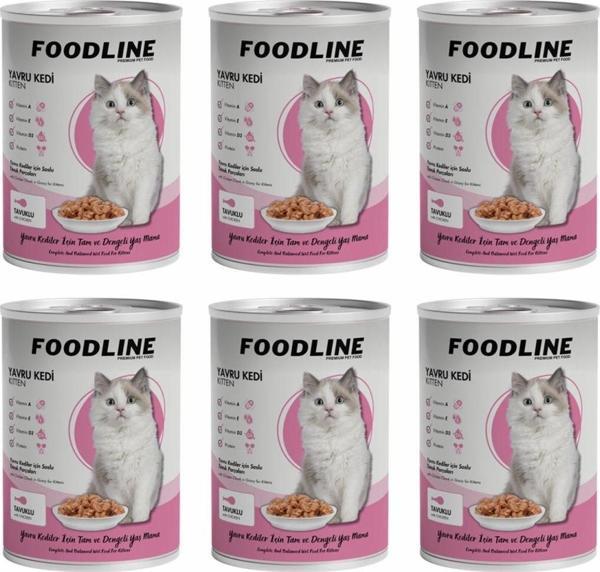 Foodline Tavuklu Yavru Kedi Konservesi 400 Gr x 6 Adet - Image 1