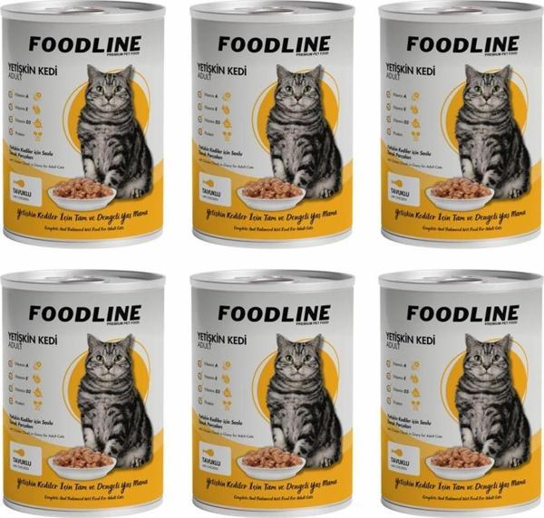 Foodline Tavuklu Yetişkin Kedi Konservesi 400 Gr x 6 Adet - Image 1
