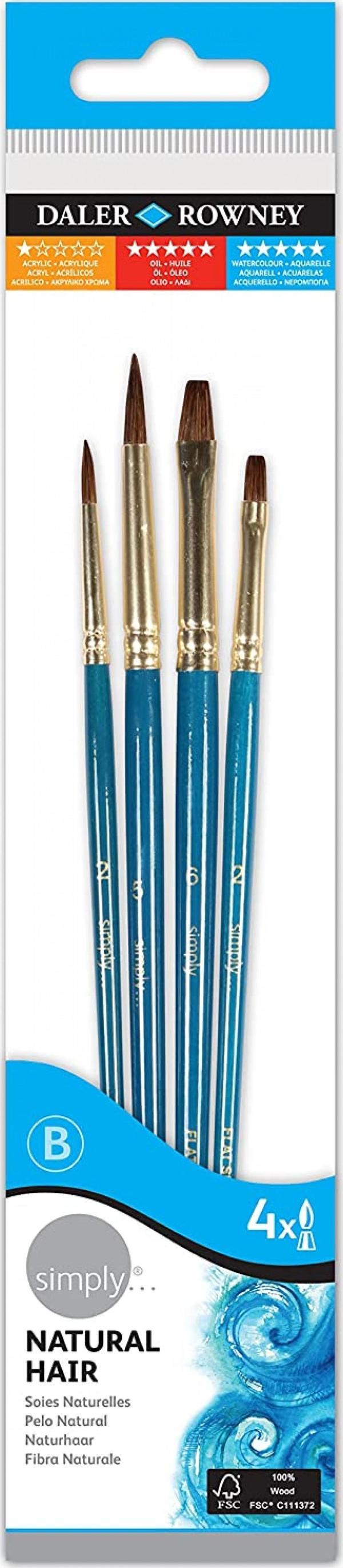 Daler Rowney Deve Kili 4'lü Fırça Seti Kısa Sap / 216910400 - Image 1