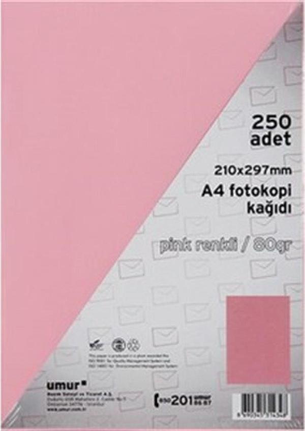 Umur Renkli Fotokopi Kağıdı Pembe Renk A4 250'li - Image 1