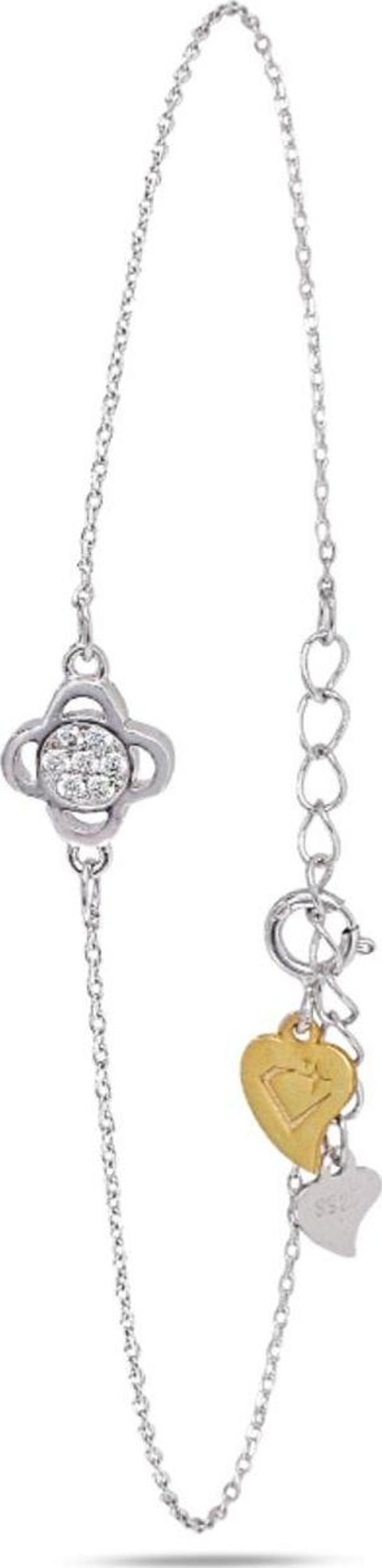 Luck Serisi Swarovski Taşlı Minimal Yonca Kadın Gümüş Bileklik - Image 1