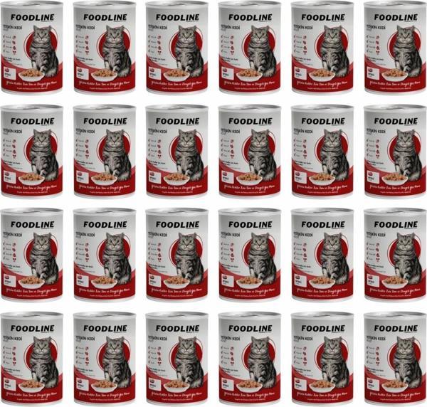 Foodline Biftekli Yetişkin Kedi Konservesi 400 Gr x 24 Adet - Image 1