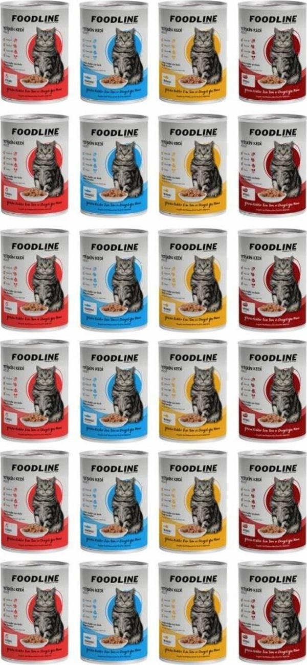 Foodline Karışık 4 çeşit Yetişkin Kedi Konservesi 400 Gr x 24 Adet - Image 1