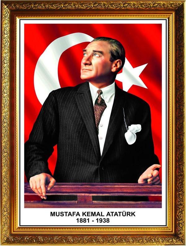 Panda 60 x 80 Cm Yaldızlı Çerçeveli Atatürk Portre Tablo Pano - Pan640 - Image 1
