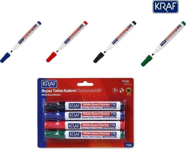 Kraf Beyaz Tahta Kalemi Doldurulabilir 770-4 4Lü Set - Image 1