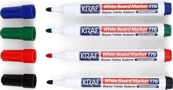 Kraf Doldurulabilir Beyaz Tahta Kalemi 4 Renk Set Yazı Tahtası Kalemi - Image 1