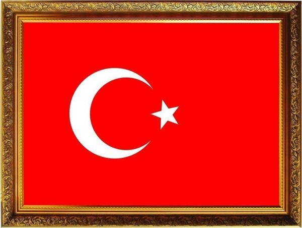 Panda 40X60 Cm Atatürk Köşesi Lüks Yaldızlı Çerçeveli Türk Bayrağı Bayrak Tablo - Image 1