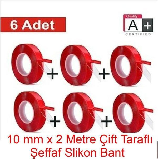 Panda 6 Adet 10Mm X 2Mt Çift Taraflı Montaj Slikon Bandı Doku Nano Silikonlu Süper Güçlü Bant - Image 1