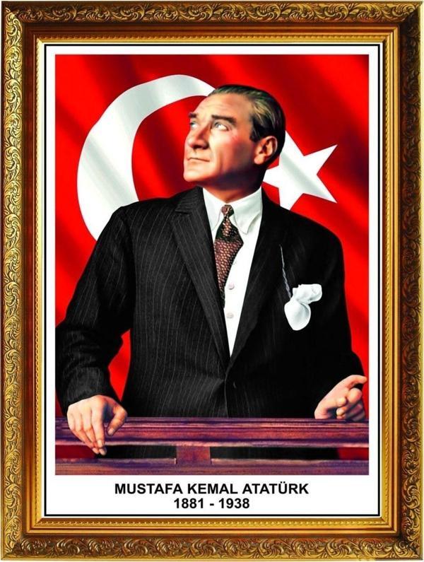 Panda 60X80 Cm Atatürk Köşesi Lüks Yaldızlı Çerçeveli Tablo - Image 1
