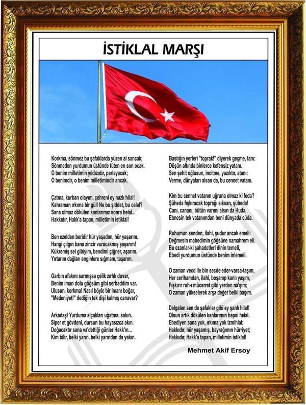 Panda 60X80 Cm Atatürk Köşesi Yaldızlı Çerçeveli Istiklal Marşı Tablo - Image 1