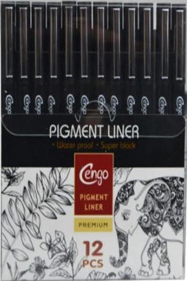Cengo  Pigment Liner Teknik Çizim Kalem Seti 12li - Image 1