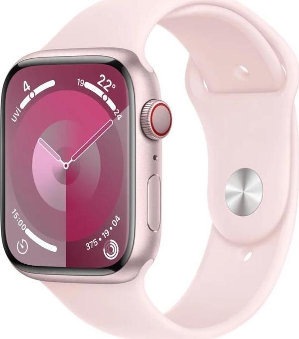 Apple Watch Seri 9 GPS + Cell, 45MM Pembe Alüminyum Kasa Spor Kordon - M/l MRML3TU/A - Image 1