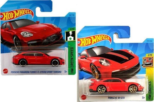 Hot Wheels - Porsche 911 GT3 & Porsche Panamera Turbo S E-hybrid Sport Turismo 2 Araç Set (1:64) - Image 1
