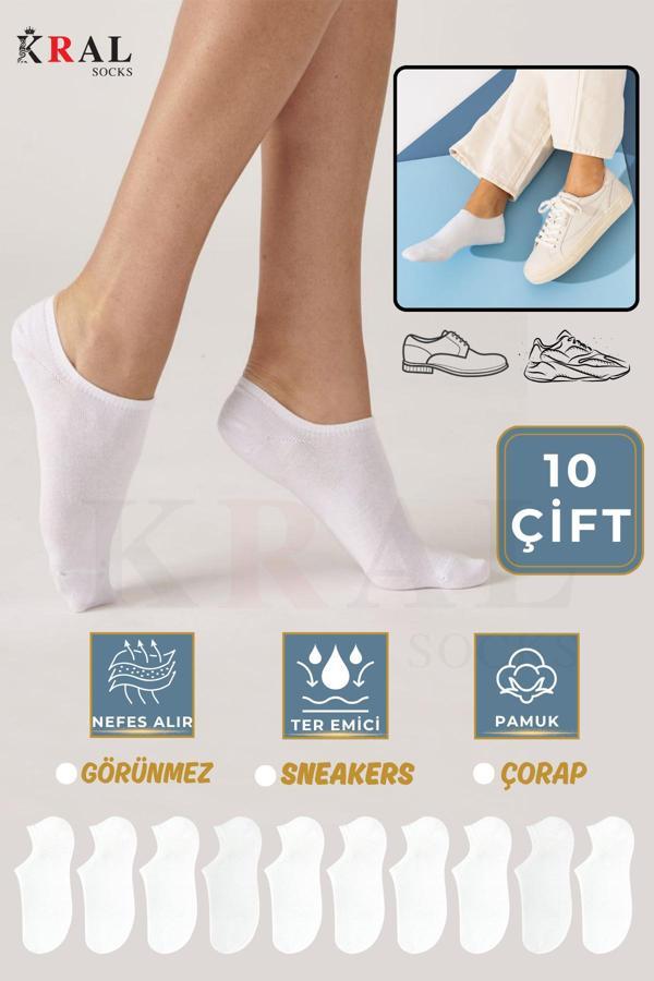 Kral Socks Kadın - Erkek - Unisex Düz Desen (6 Çift) Pamuklu Beden Mevsimlik Terletmez Görünmez Çorap - Image 1