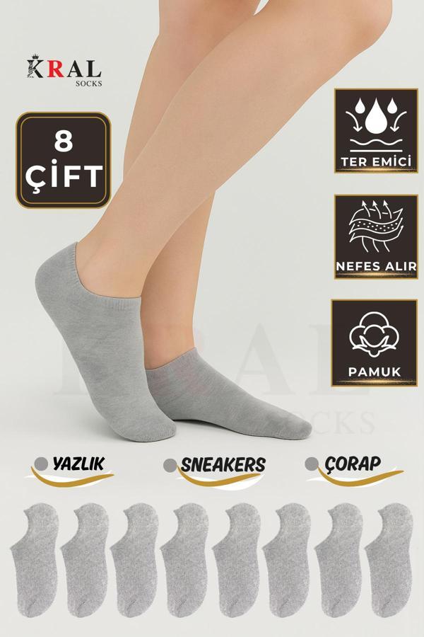 Kral Socks Unisex Düz Desen (3 Çift) Pamuklu Terletmez Yazlık Görünmez Çorap Seti - Image 1