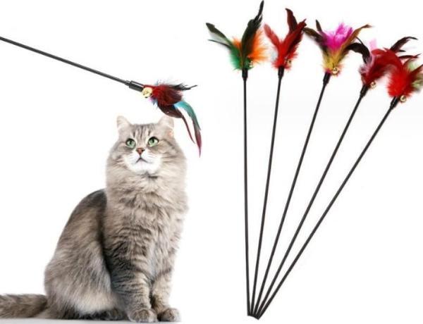 Çıngıraklı Tüylü Kedi Oyun Çubuğu - Image 1