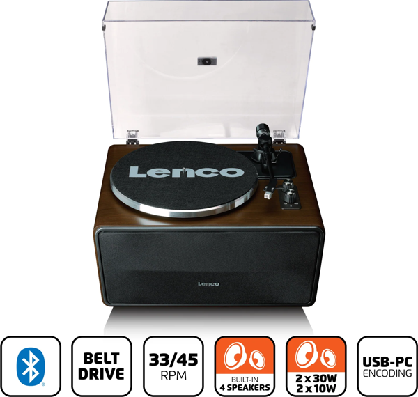 Lenco LS-470 Wa 4 Dahili Hoparlörlü Bluetoothlu Pikap Plak Çalar Ahşap - Image 1