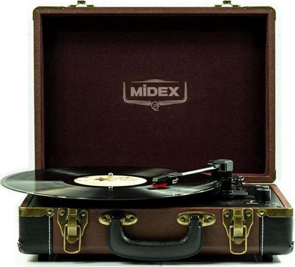 Midex Mtx101BN Nostaljik Retro Pikap Plak Çalar (Şarjlı Bluetooth Aux Hoparlörlü 3 Devir) İğne Dahil - Image 1