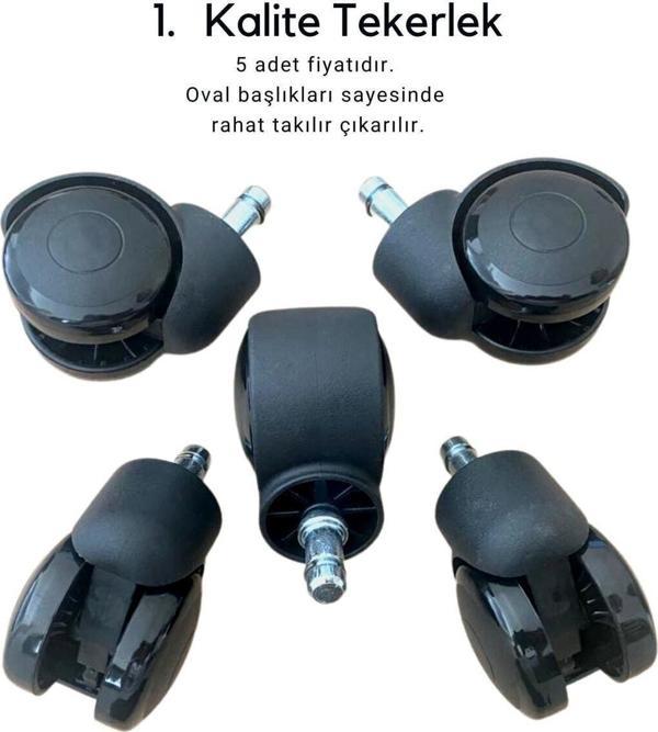 Xmax Ofis Koltuğu Oyuncu Koltuğu Sandalye Tekerleği Pimli 5 Adet 120 Kg Taşır - Image 1