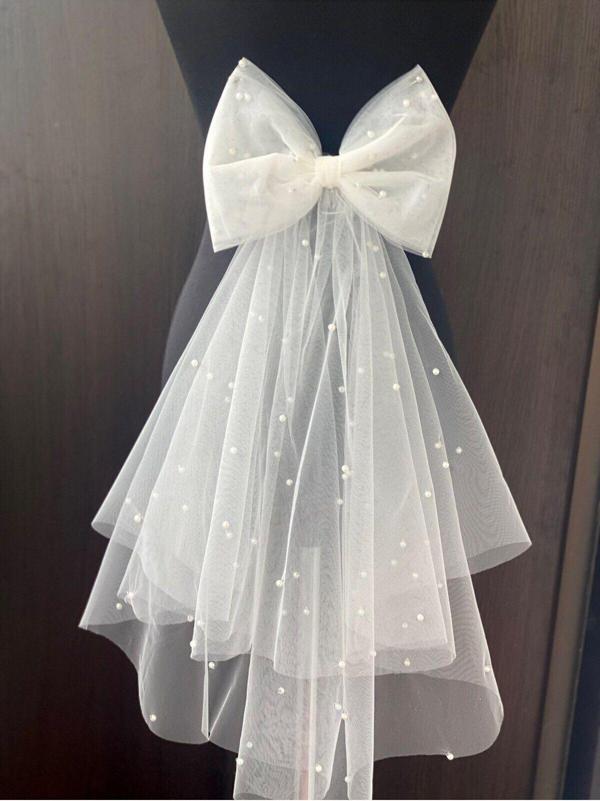 Bride Glim Fiyonk Duvak - Gelin Gelinlik Için, Nikah, Duvağı,Tül, Kırık Beyaz - Image 1