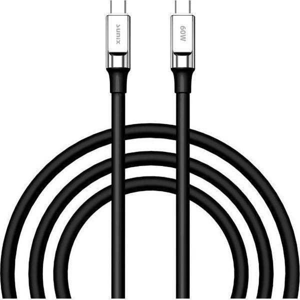 Sunix 60W USB-C Şarj ve Data Kablosu Siyah SC-66 - Image 1