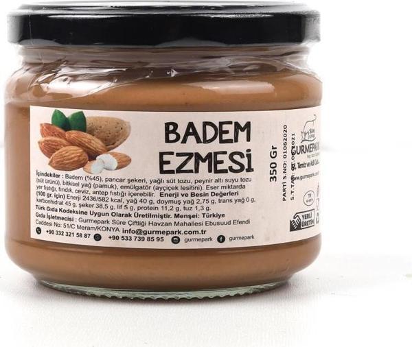 Gurmepark Parçacıklı Badem Ezmesi Kahvaltılık Cam Kavanoz 350 g ℮ - Image 1