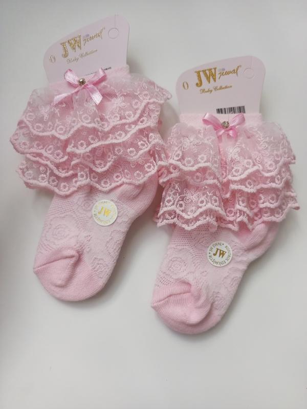 RBS SOCKS JW ÇOCUK ÇİFT DANTELLİ ÇORAP PEMBE 2'Lİ - Image 1
