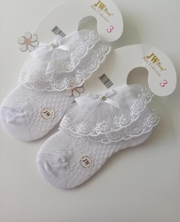 RBS SOCKS JW ÇOCUK DANTELLİ ÇORAP BEYAZ 2'Lİ - Image 1